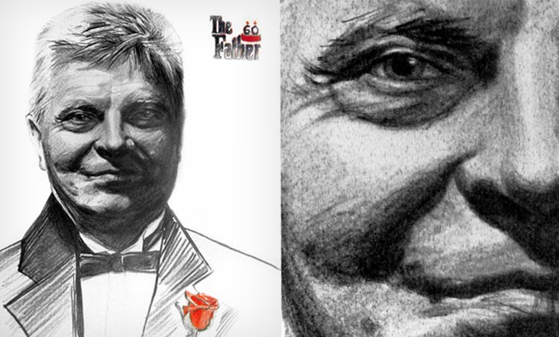 Malwina, karykatura, portret, ojciec chrzestny, the father, urodziny, jubileusz, mafia, ołówek