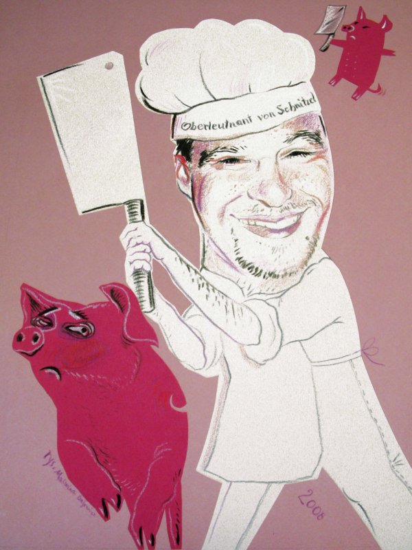 portret, prezent, rzeźnik, świnia, pink, tasak