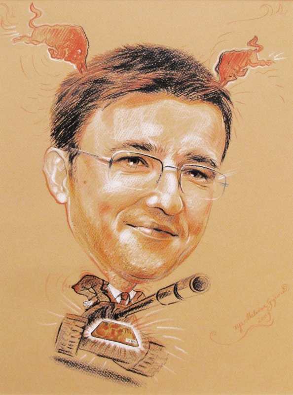 karykatura, portret, czołgista, red bull