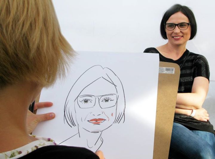 illustration, oczy, okulary, czerwone usta